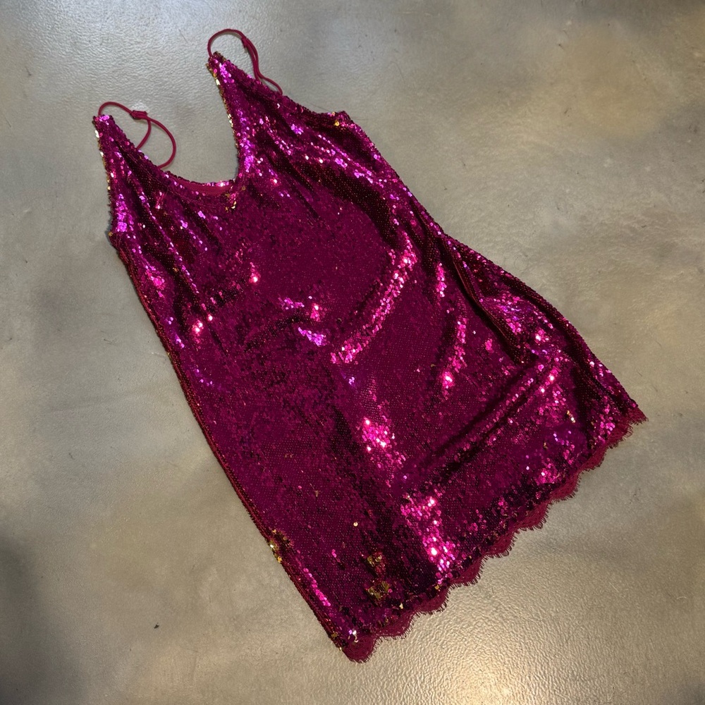 Free People Fuschia Sequin Dress